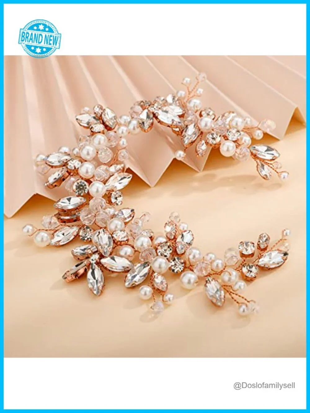 Dainty Rhinestone Crystal Pearl Headband Hair Vine Bridal Headpiece